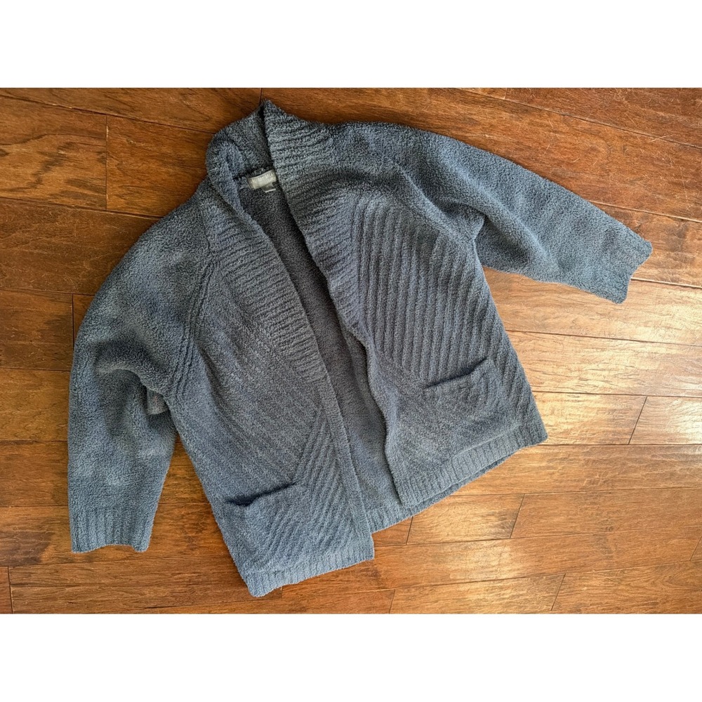 Barefoot Dreams CozyChic Shawl Cardigan Blue Gray XL BDWCC21556 Open Front